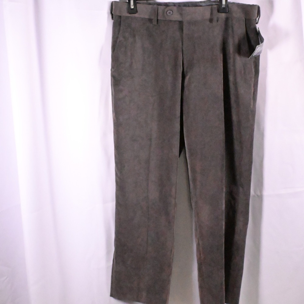NWT Enro Men's Green Gray Corduroy Dress Pants‎ Size 36x28